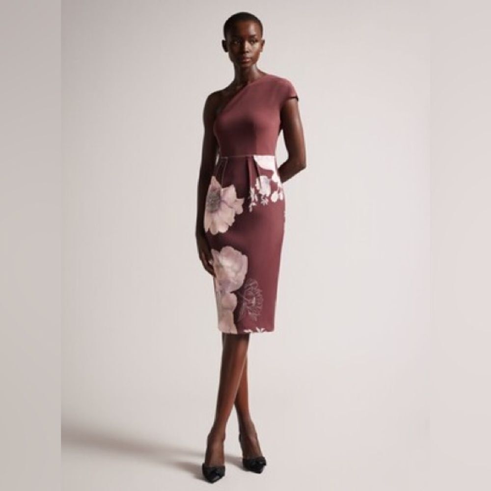 Nwt Ted Baker London Nimala Floral One-Shoulder Body-Con Dress